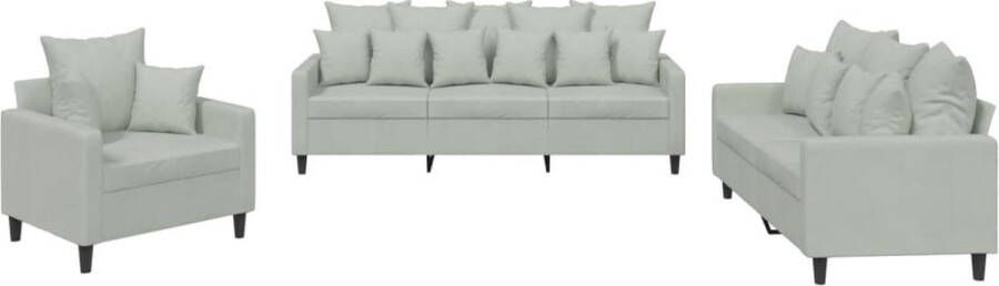 The Living Store Loungeset Fluweel Lichtgrijs 2-zitsbank 138 x 77 x 80 cm Comfortabele Zitervaring Loungeset Fluweel Sofa Grijze Bank Lounge Set 2 Persoons Bank - Foto 2