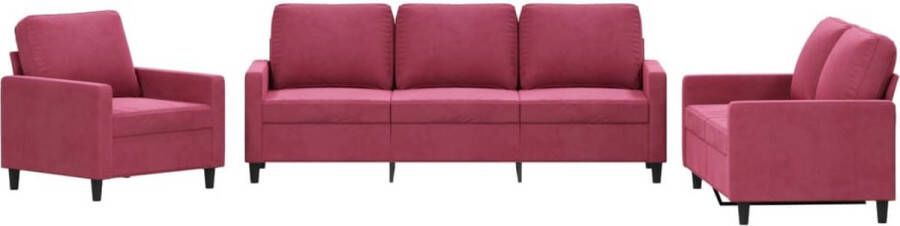 The Living Store Loungebank Wijnrood Fluweel 138 x 77 x 80 cm Comfortabel Bankstel Loungeset Fluweel Sofa Lounge Bank Wijnrood Meubilair Salonset - Foto 2