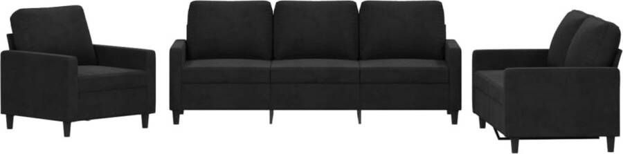 The Living Store Loungebank Zacht Fluweel Zwart Comfortabele zitervaring 2-zitsbank Loungeset Fluweel Sofa Zwarte Bank Lounge Set Zitzitting - Foto 2