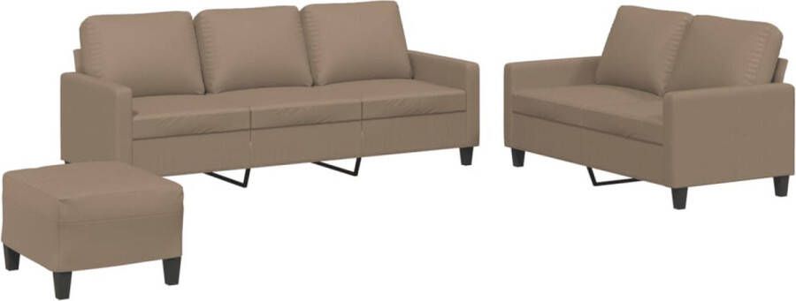 VidaXL -3-delige-Loungeset-met-kussens-kunstleer-cappuccino