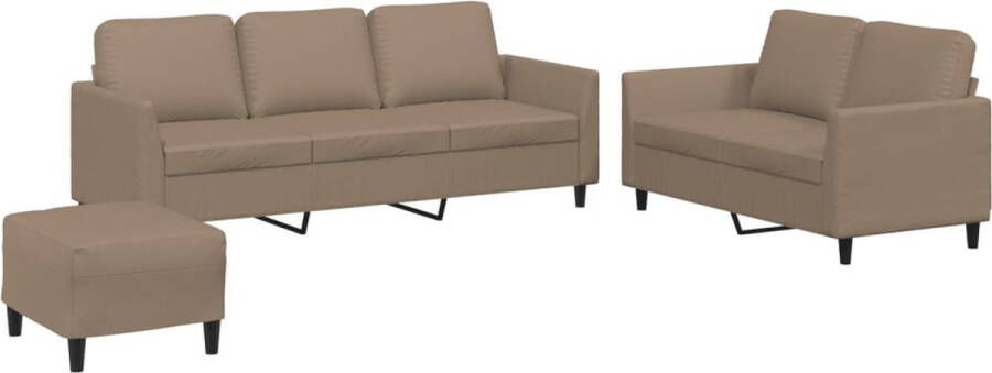 VidaXL Loungeset 3-delig Kunstleer Cappuccino Loungeset Kunstleder Sofa Lounge Set Buitenmeubilair Tuinlounge Zitzitting Koffiehoek Relaxstoel Loungebank 2 Persoons Bank 3 Persoons Bank