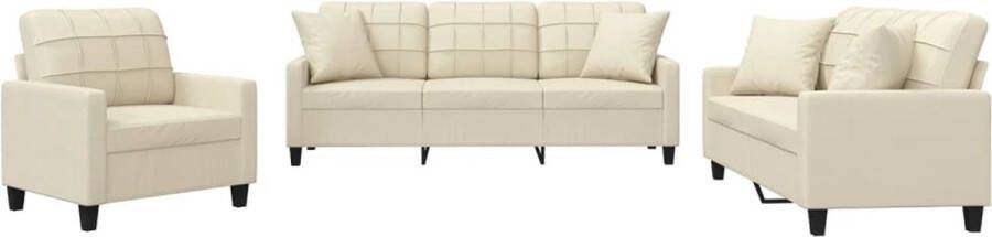 VidaXL 3-delige Loungeset kunstleer crèmekleurig Loungeset Tuinlounge Buitenset Loungebank Relaxfauteuil