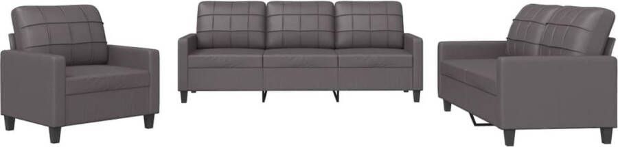 The Living Store Loungeset Kunstleer Grijs 78 x 77 x 80 cm Stevig frame Comfortabele zitting Opvallend ontwerp Loungebank Tuinlounge Buitenset Kunstleder Meubilair Grijze Bank - Foto 2