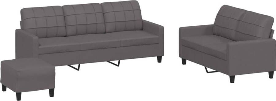 Vida XL vidaXL 3-delige Loungeset met kussens kunstleer grijs-VXL-3201340 - Foto 6