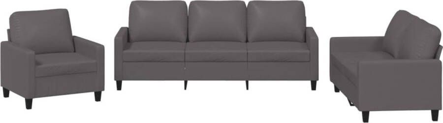 Vida XL vidaXL 3-delige Loungeset met kussens kunstleer grijs-VXL-3201340 - Foto 7