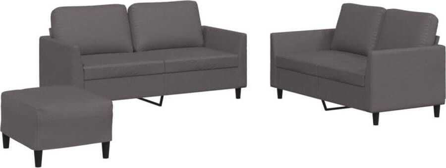 VidaXL -3-delige-Loungeset-met-kussens-kunstleer-grijs - Foto 2