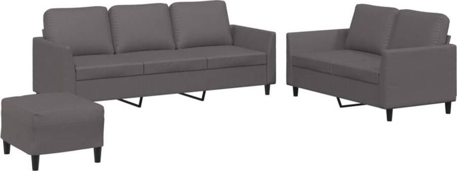 VidaXL -3-delige-Loungeset-met-kussens-kunstleer-grijs - Foto 2