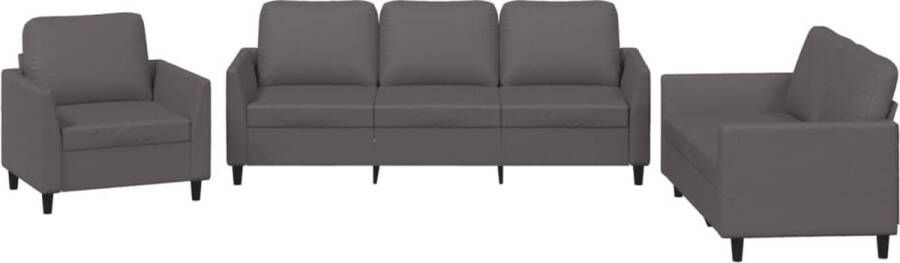 VidaXL -3-delige-Loungeset-met-kussens-kunstleer-grijs - Foto 2
