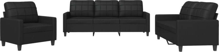 Vida XL vidaXL 3-delige Loungeset met kussens kunstleer zwart-VXL-3201338 - Foto 4