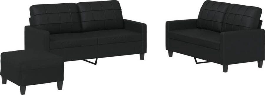 Vida XL vidaXL 3-delige Loungeset met kussens kunstleer zwart-VXL-3201363 - Foto 2