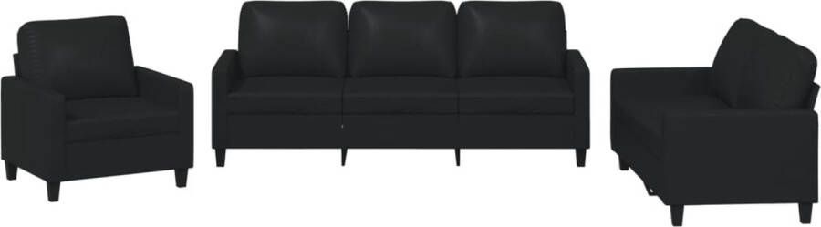 Vida XL vidaXL 3-delige Loungeset met kussens kunstleer zwart-VXL-3201338 - Foto 3