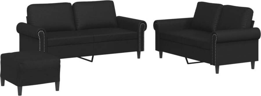 VidaXL -3-delige-Loungeset-met-kussens-kunstleer-zwart - Foto 2