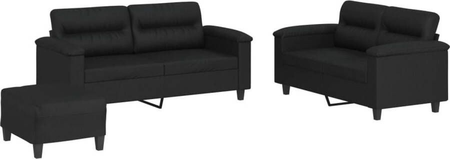 The Living Store Loungeset Bank Kunstleer Comfortabel Zwart 140 cm Duurzaam Materiaal Loungeset Zweetachtig Meubilair Zwarte Lounge Set Kunstleder Sofa Buitenlounge - Foto 2