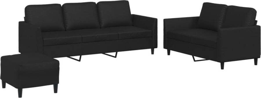 Vida XL vidaXL 3-delige Loungeset met kussens kunstleer zwart-VXL-3201373 - Foto 6