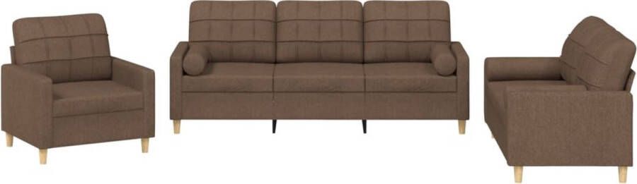 VidaXL -3-delige-Loungeset-met-kussens-stof-bruin - Foto 4