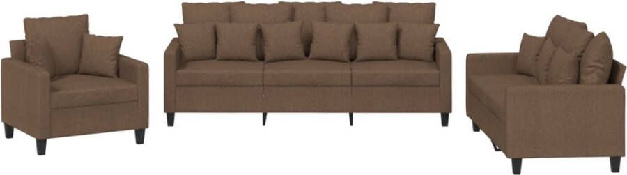 VidaXL -3-delige-Loungeset-met-kussens-stof-bruin - Foto 5