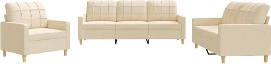 VidaXL -3-delige-Loungeset-met-kussens-stof-crèmekleurig - Foto 8