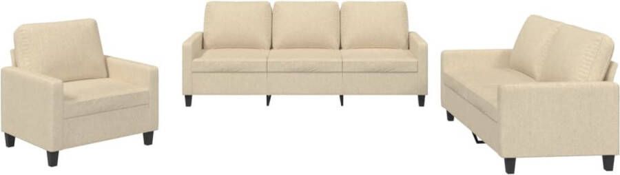 VidaXL -3-delige-Loungeset-met-kussens-stof-crèmekleurig - Foto 6