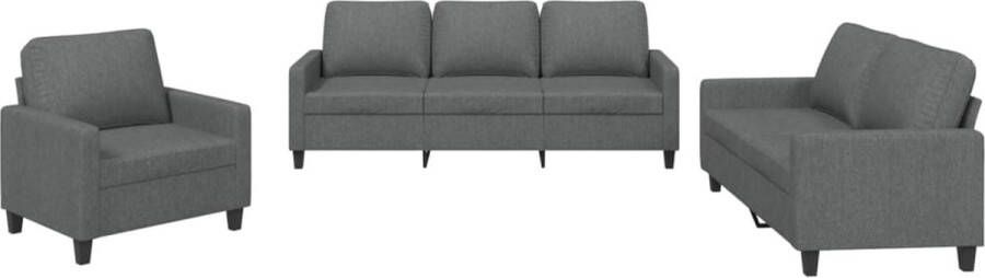 Vida XL vidaXL 3-delige Loungeset met kussens stof donkergrijs-VXL-3201243 - Foto 7