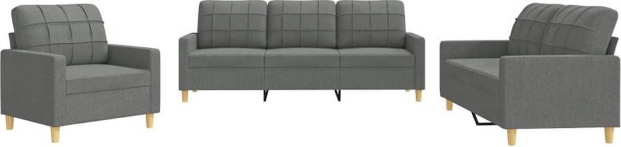 VidaXL Loungeset 3-delig Donkergrijs Inclusief Kussens Loungeset Donker Grijs Lounge Meubilair Buitenmeubelen Tuinset Stoffen Sofa Relaxfauteuil Loungebank