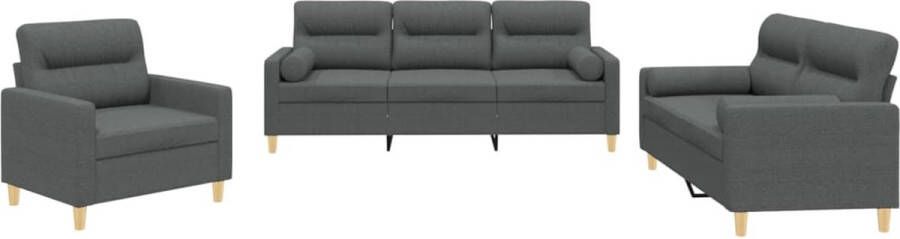 Vida XL vidaXL 3-delige Loungeset met kussens stof donkergrijs-VXL-3201259 - Foto 9