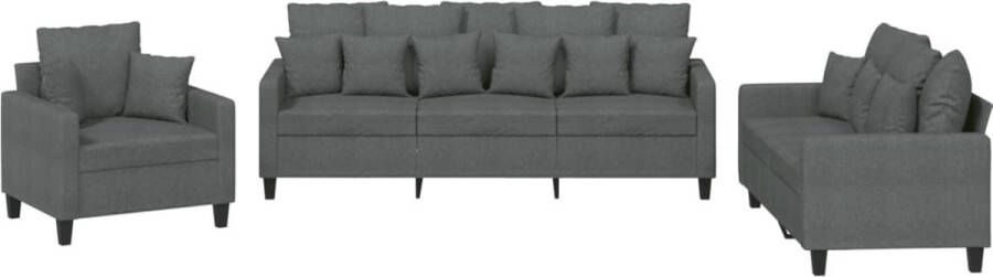 Vida XL vidaXL 3-delige Loungeset met kussens stof donkergrijs-VXL-3201633 - Foto 2