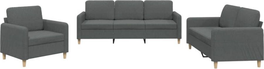 The Living Store Loungeset Armstoel 2-zitsbank 3-zitsbank Donkergrijs 100% Polyester Duurzame Stof Comfortabele zitervaring Loungeset Donker Grijs Bankstellen Tuinmeubilair Loungehoek - Foto 2