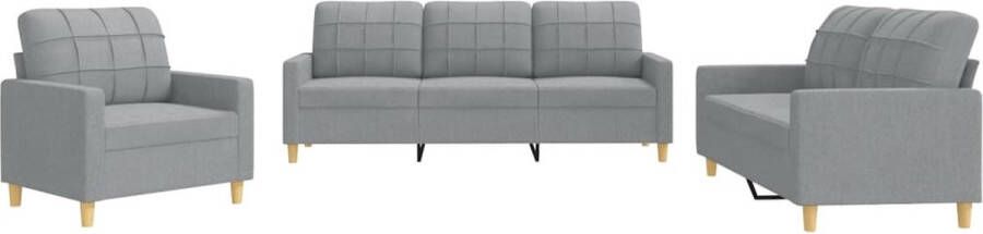 Vida XL vidaXL 3-delige Loungeset met kussens stof lichtgrijs-VXL-3201242 - Foto 7