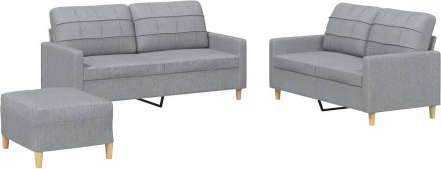 VidaXL -3-delige-Loungeset-met-kussens-stof-lichtgrijs - Foto 3
