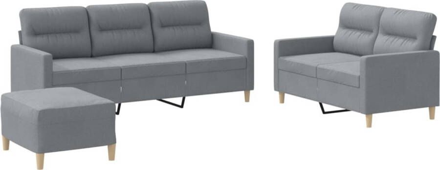 VidaXL Loungeset 3-delig met Kussens Lichtgrijs Loungeset Tuinset Lounge Meubels Buitendecoratie Woonkamerinrichting