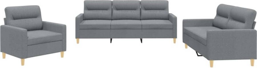 VidaXL -3-delige-Loungeset-met-kussens-stof-lichtgrijs - Foto 4