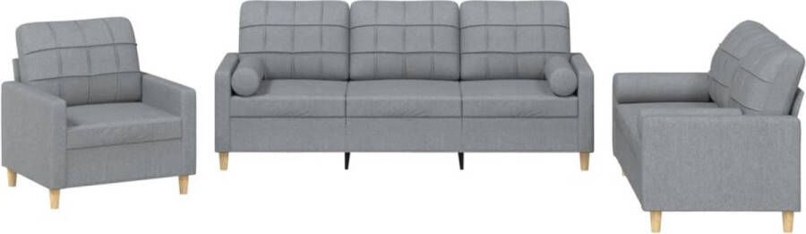 Vida XL vidaXL 3-delige Loungeset met kussens stof lichtgrijs-VXL-3201428 - Foto 10