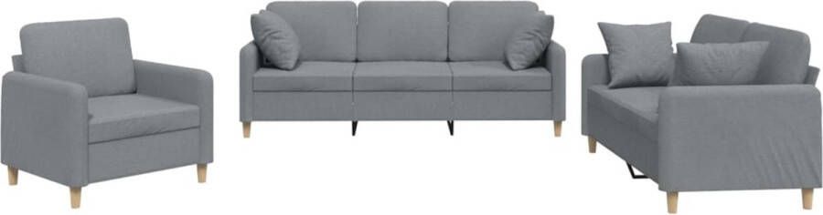 VidaXL 3-delige Loungeset met kussens lichtgrijs Loungeset Buitenmeubilair Lounge Set Tuinset Comfortabele Stoffen Bank