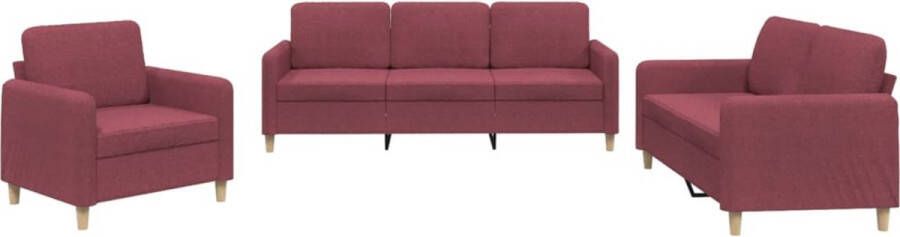 The Living Store Loungeset Stof Wijnrood 2-Zitsbank 138 x 77 x 80 cm Comfortabele Zitervaring Loungeset Woonkamerinrichting Stoffen Lounge Suite Rode Bank 2 Persoons Bank - Foto 2