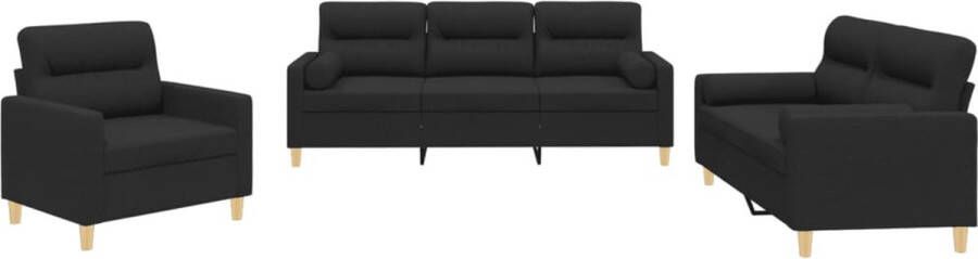 Vida XL vidaXL 3-delige Loungeset met kussens stof zwart-VXL-3201262 - Foto 5