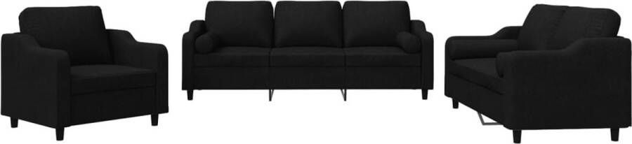 Vida XL vidaXL 3-delige Loungeset met kussens stof zwart-VXL-3201262 - Foto 11