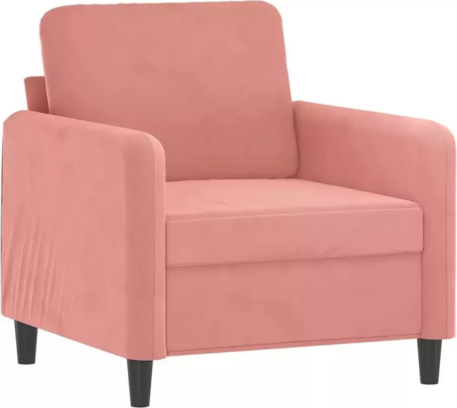VIDAXL 3-delige Loungeset met sierkussens en kussens fluweel roze - Foto 3