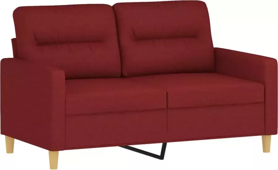 VidaXL 3-delige Loungeset met sierkussens en kussens stof wijnrood - Foto 2