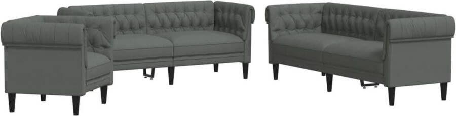 The Living Store Loungeset Comfort Donkergrijs 3 Delig 201.5 x 74.5 x 74.5 cm Ademend en Duurzaam Loungeset Woonkamer Meubels Fauteuils Bankstel Grijs Sofa - Foto 2