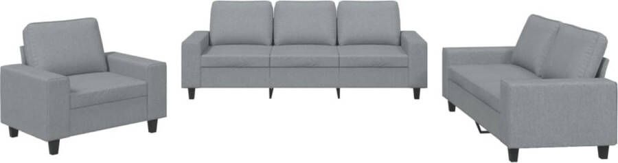 The Living Store Loungeset Stof Metaal Multiplex Lichtgrijs 3-zitsbank Comfortabele zitervaring Loungeset Sofa Bankstel Lounge Meubilair Tuinset - Foto 2