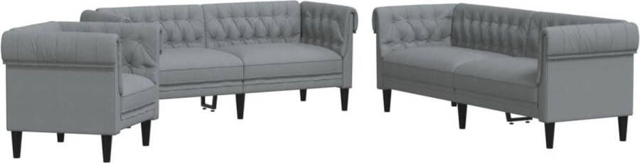 VidaXL Loungeset 3-delig Stof Lichtgrijs Loungeset Woonkamerinrichting Lounge Meubilair Fauteuils Bankstellen