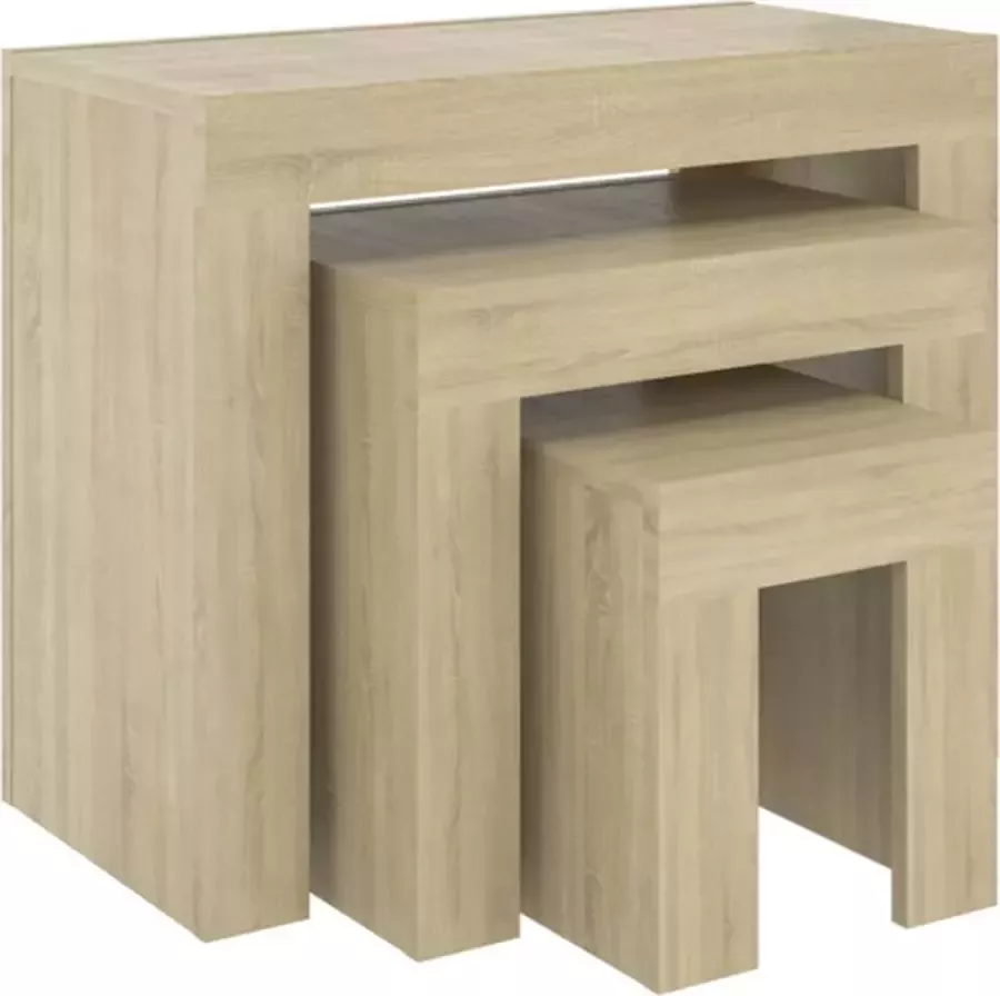 VidaXL 3-delige Tafeltjesset bewerkt hout sonoma eikenkleurig - Foto 3