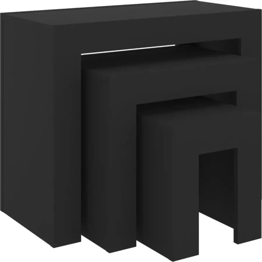 VidaXL -3-delige-Salontafelset-spaanplaat-zwart - Foto 2