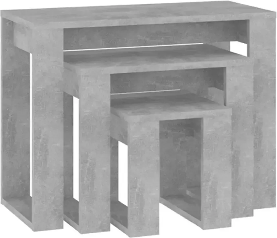 VidaXL -3-delige-Tafeltjesset-bewerkt-hout-betongrijs - Foto 4