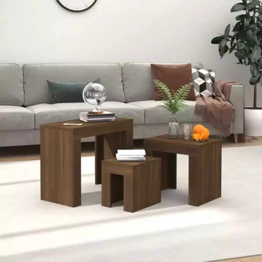 VidaXL -3-delige-Tafeltjesset-bewerkt-hout-bruineikenkleurig
