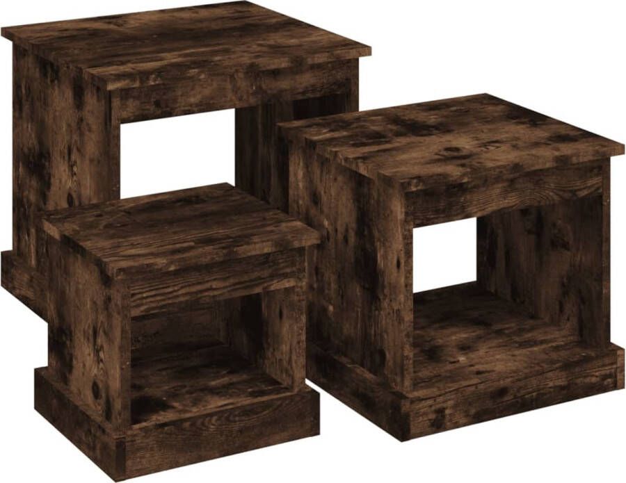 VidaXL -3-delige-Salontafelset-bewerkt-hout-gerookt-eikenkleurig - Foto 4