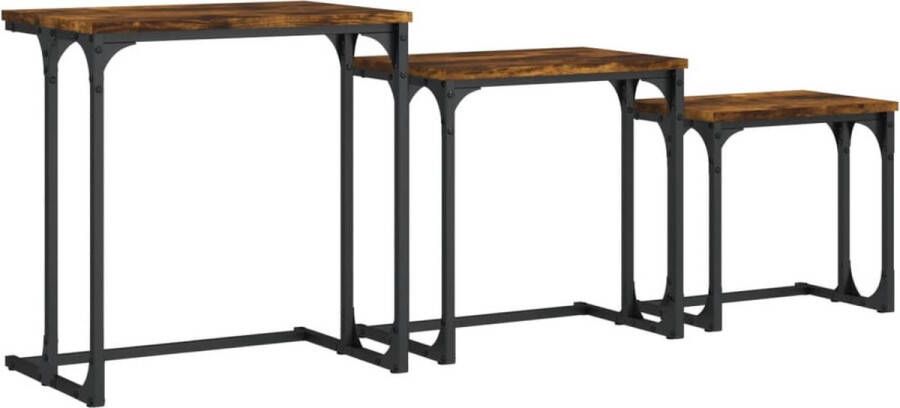 VidaXL 3-delige Tafeltjesset Gerookt Eiken Design Salontafelset Industrieel Meubilair Houten Salontafel Bruine Salontafel Multifunctionele Salontafel Stackbare Salontafel Compact Salontafel Livingroom Furniture