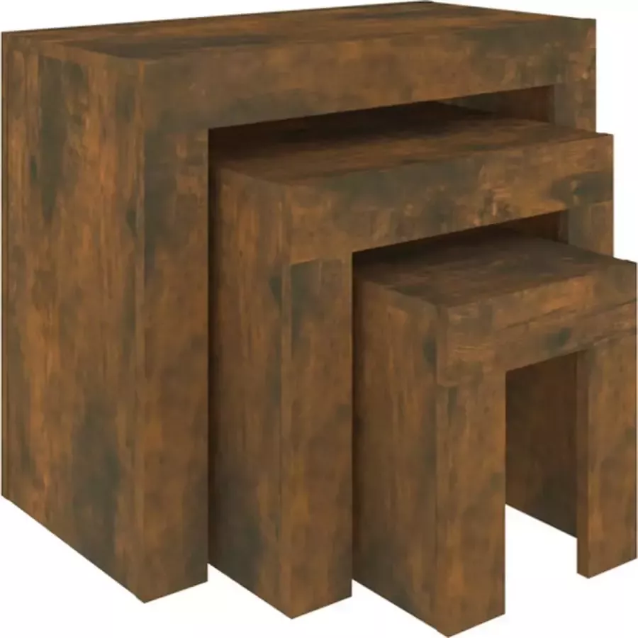VidaXL -3-delige-Tafeltjesset-bewerkt-hout-gerookt-eikenkleurig - Foto 2