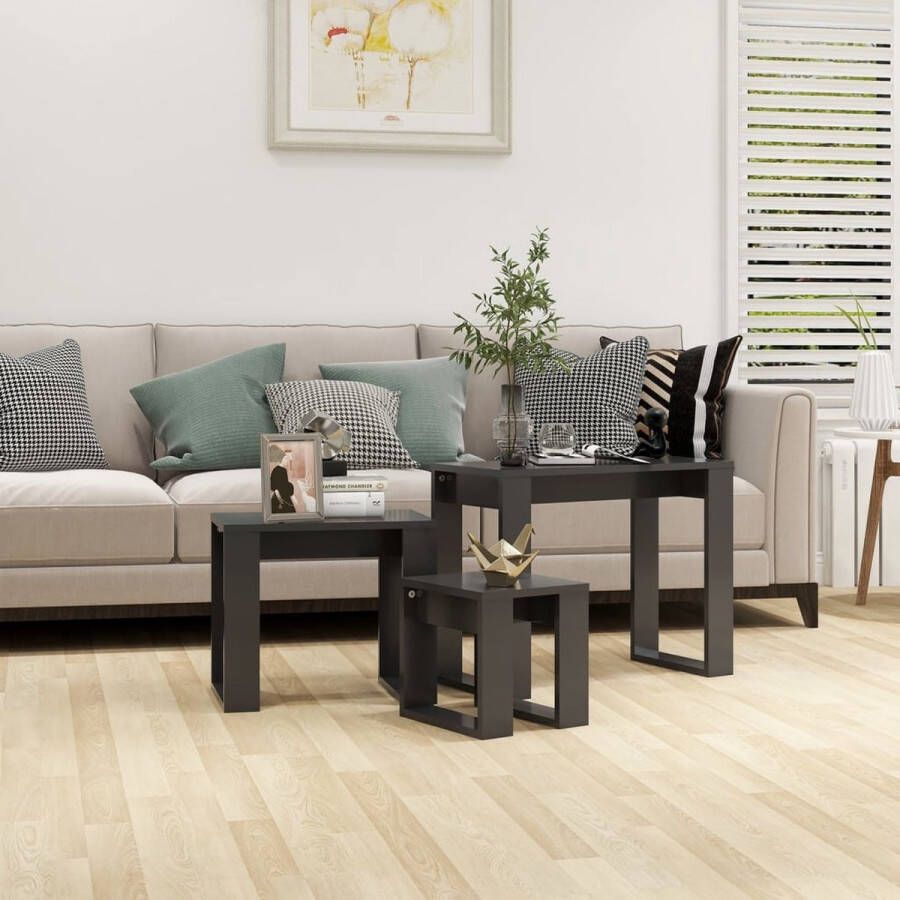 VidaXL -3-delige-Tafeltjesset-bewerkt-hout-grijs