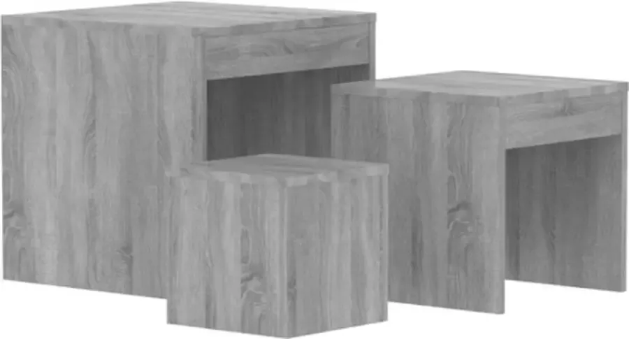 VidaXL 3-delige Tafeltjesset bewerkt hout grijs sonoma eikenkleurig - Foto 2